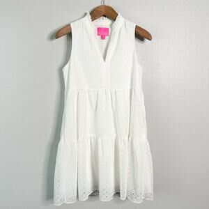 Lilly Pulitzer Novella White Eyelet Lace Sleeveless Dress Women’s Size Small